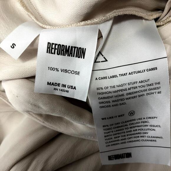 Reformation Tan Pleated High-Rise Wide Leg Pants Womens Size S - Picture 7 of 7